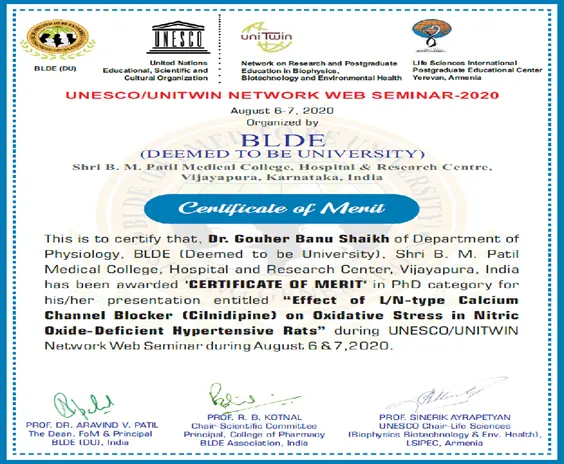 CERTIFICATE OF MERIT UNESCO/UNITWIN NETWORK WEB SEMINAR-2020