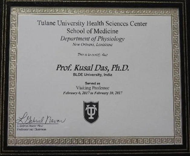 Visiting Professor Of Physiology Tulane University School Of Medicine, New Orleans, Usa